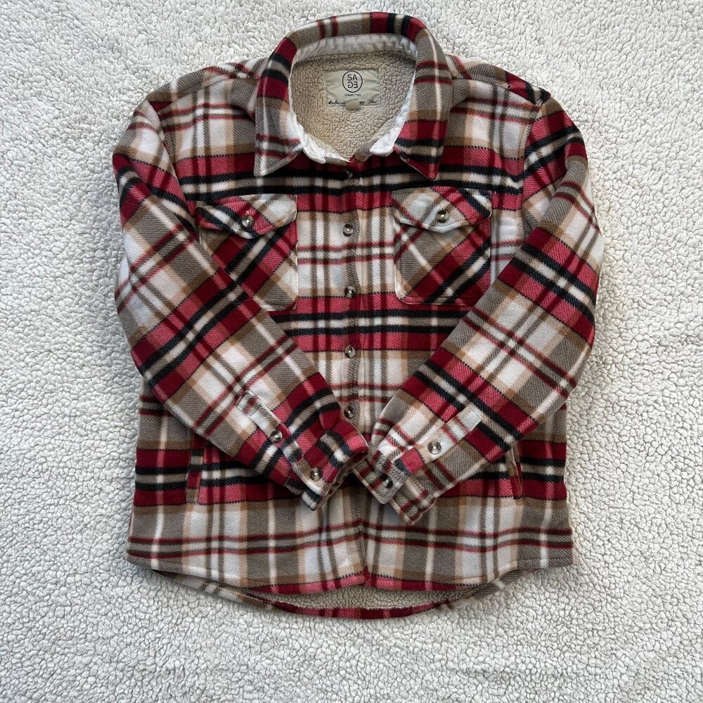 Sage Collective Women's Insulated Sherpa Lined Flannel Jacket Size Large